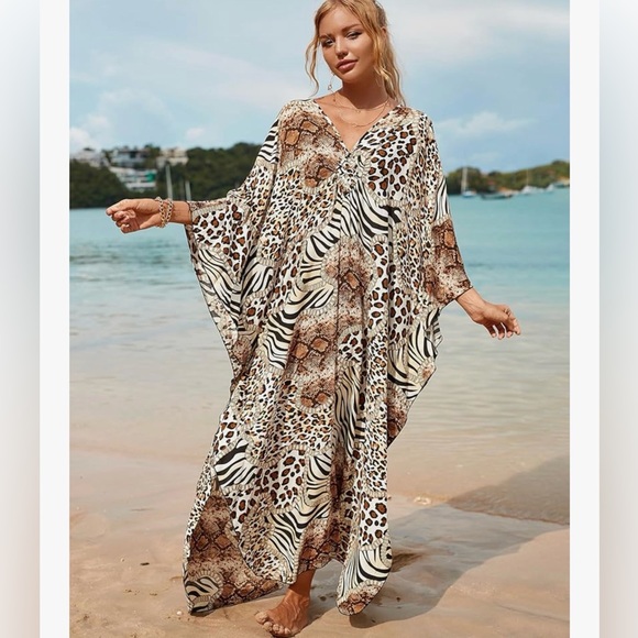 Other - Animal Print Kaftan Dress/mumu or swimsuit cover up
